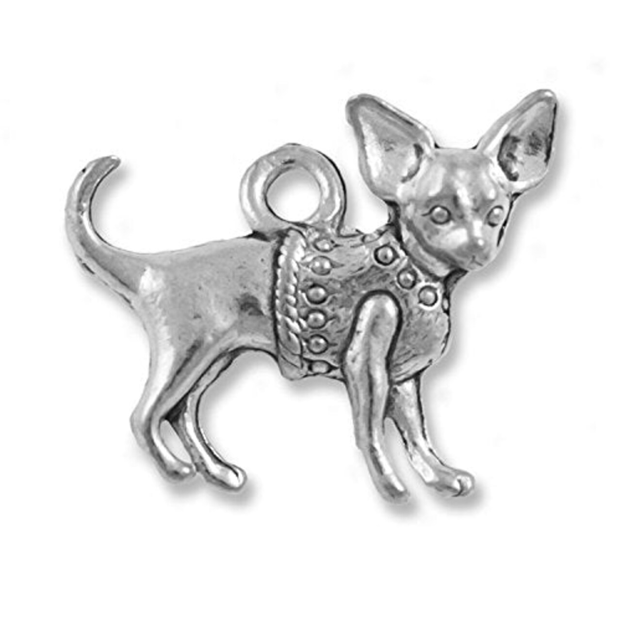 Chihuahua Charm 19mm Pewter Antique Silver Plated (1-Piece)